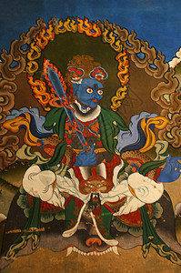 在Thimpu山谷Thimpubtan的探戈修道院壁画在探戈修道院Thimpu山谷bhtan的壁画图片