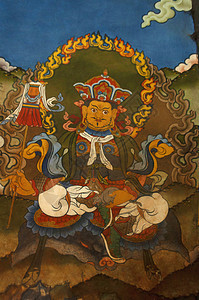 在Thimpu山谷Thimpubtan的探戈修道院壁画在探戈修道院Thimpu山谷bhtan的壁画图片