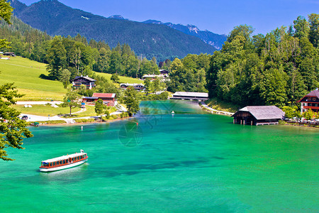 科尼格西高山湖海岸风景伯希特斯加登尔土地巴伐利亚德河图片