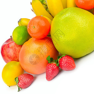 在白色背景上分离水果健康的食物图片