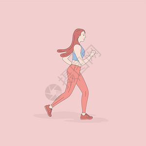 年轻美女慢跑锻炼训练健康的生活方式和运动概念矢量设计图解图片