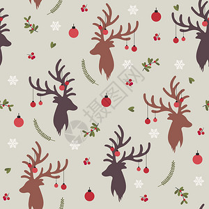 圣诞节无缝模式有驯鹿背景冬季无缝模式有驯鹿包装纸模式填充冬季问候网页背景圣诞节和新年贺卡图片