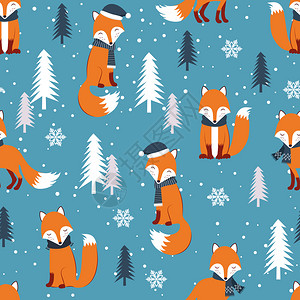 圣诞节卡通可爱的狐狸图片