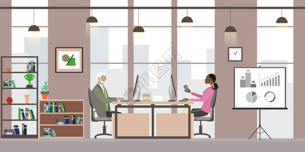 现代办公室矢量背景插画图片