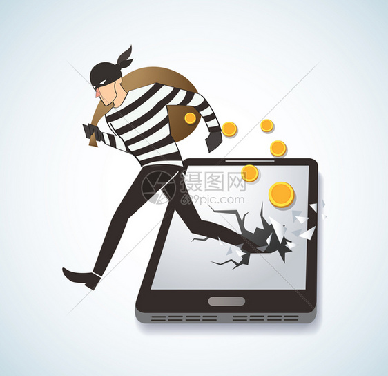 窃贼黑客在智能电话上偷钱图片