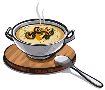 蘑菇奶油汤矢量卡通插图图片