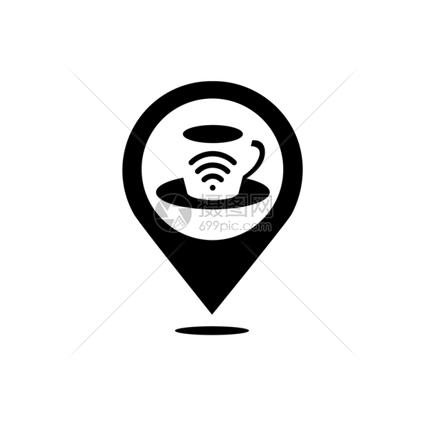 咖啡wif和指针符号组合网吧和gps定位符号或图标图片