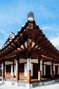 2016年月日第次20年7月日韩国南部传统Hanok风格的Krean房屋南Hok村的木制Krean房屋顶结构图片