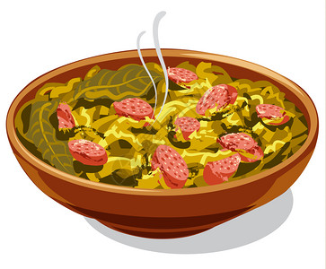 传统大盘菜炖卷和香肠图片
