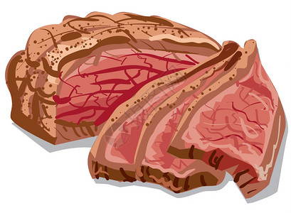 火腿切片切片培根肉插画