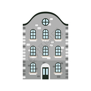 阿姆斯特卡通房屋建筑矢量插图设计图片