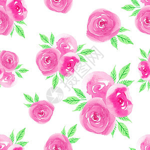 玫瑰水色无缝图案背景图片