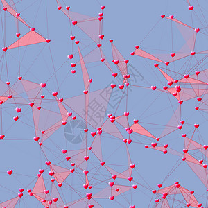 社交网络和情人节的红心连接背景图片