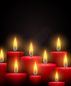 以黑色背景的红蜡烛显示矢量说明以红蜡烛显示图片