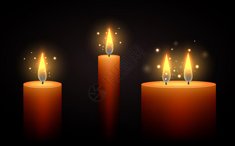 黑暗中的矢量蜡烛组用于您创造力的矢量元素您的角矢量元素组图片