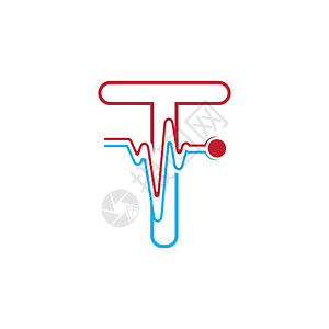 t字母带有脉冲线徽标矢量元素符号模板图片