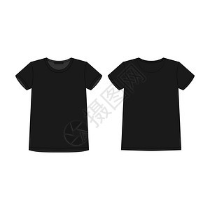 技术素描儿童黑t衬衫儿童恤设计模板前向和后矢量说明技术素描儿童黑t衬衫设计模板儿童t恤设计模板背景图片