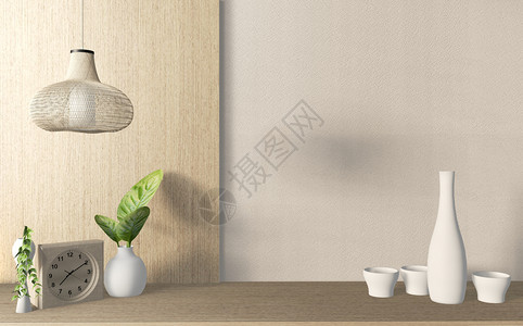 室内海报模拟场景最上桌的柜子Tv木制和日本装饰图片