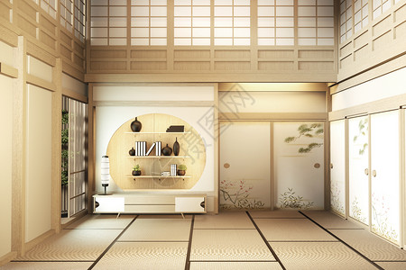 内部设计大型两间小说室日本式3D图片