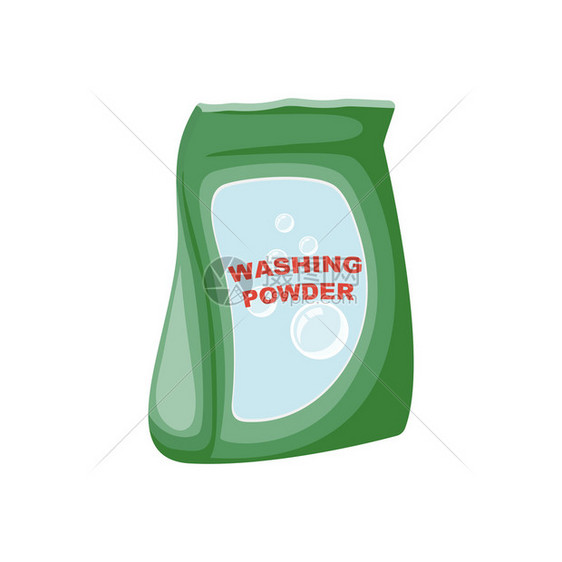 卡通绿色洗衣粉矢量说明图片