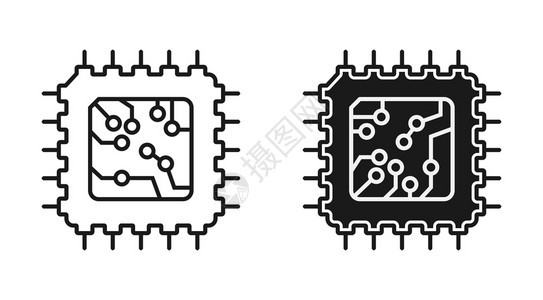 电子设备芯片空和填充的轮廓简单平面设计背景图片