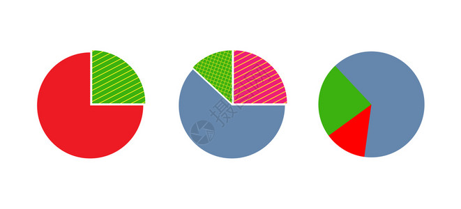 一套馅饼图用于信息表和商业或财务指标的直观显示简单统一设计图片