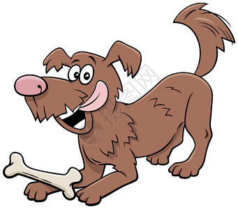 漫画插图快乐的玩狗漫画动物与骨头的格图片