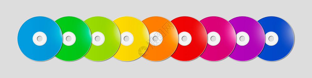 彩色彩虹cddvd系列隔离灰色背景横幅实物模型插图彩色彩虹cddvd系列灰色背景横幅图片