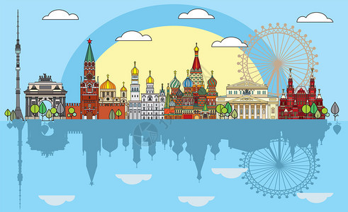 俄罗斯旅游插画图片