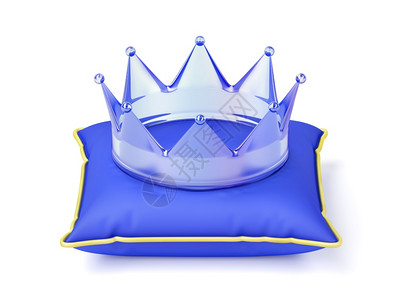 蓝色枕头上的水晶皇冠图片