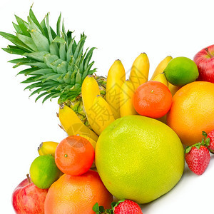 在白色背景上分离水果健康的食物图片