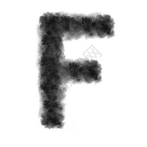字母f由黑云或白色背景的烟雾制成有复空间不会变换由白色背景的黑云制成图片