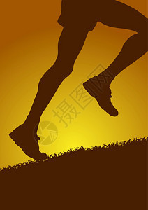 日落时田上跑腿的矢量海报背景图片