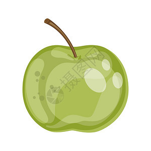 成熟的卡通绿色苹果矢量插图图片