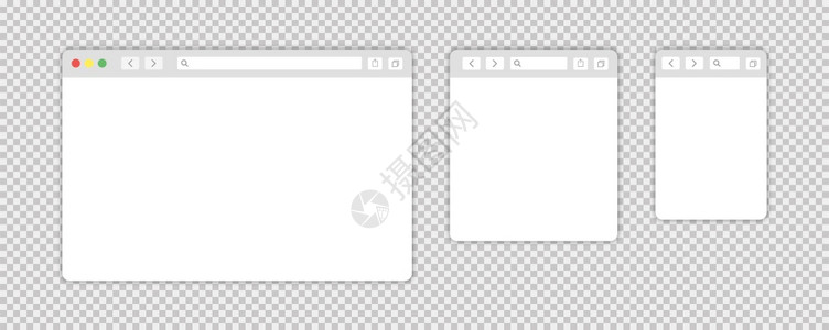 浏览器窗口孤立的矢量网络元素透明背景设计模板带有用于移动设备计的浏览器窗口空白模板网站设计模型eps10图片