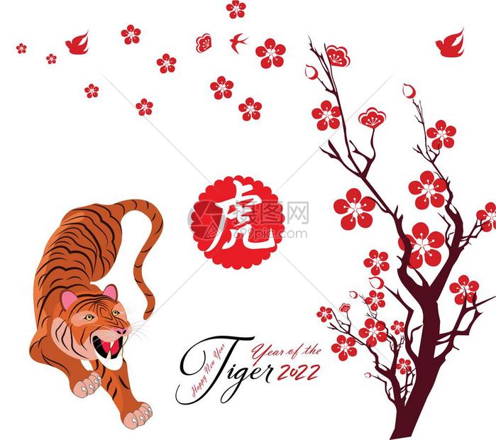 2022虎年新年图片卡通,2022年最新头像女动漫 2022年虎年新年卡通老虎封面矢量插画设计模板