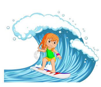 年轻女子冲浪图片