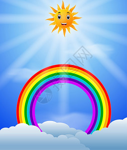 天空太阳和彩虹图片