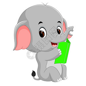 可爱的大象在看书图片