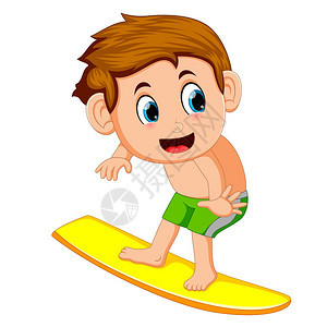 卡通可爱冲浪的小男孩图片