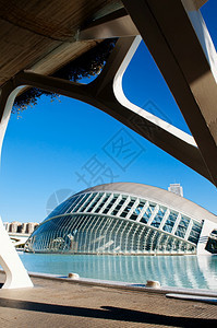 201年oct3120ValenciSpn现代艺术和科学城市建筑蓝色天空下的游泳池由Santigocltrv和felixcand图片