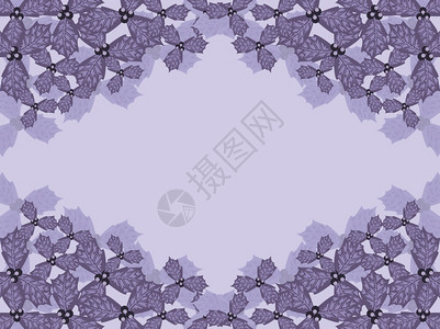 圆形简约边框紫色花叶贺卡模板背景边框插画