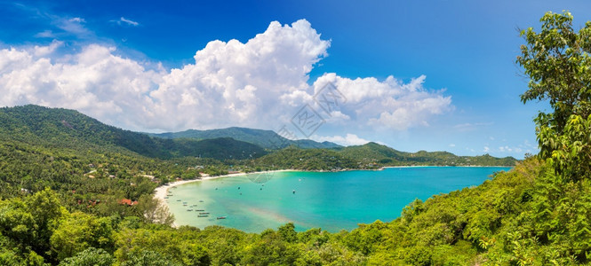 夏日在泰国港邦岛Kohpan海滩的全景图片
