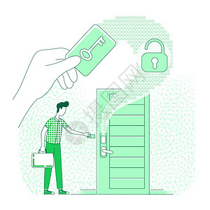 使用塑料键卡2d通字符的人用于网络设计无钥匙锁安全系统智能家住宅保护创意图片
