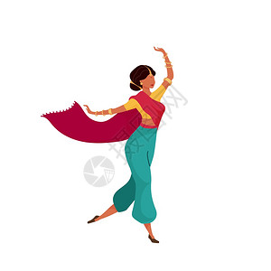 传统diwal庆祝活动民族服装舞者tej节为网络图形设计和动画制作的孤立漫插图图片