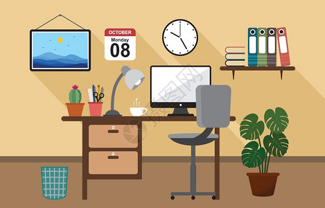 办公空间办公桌计算机商务平台设计图片