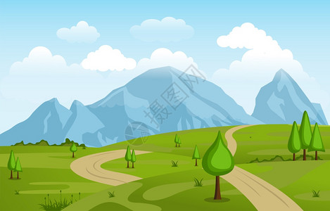 山丘绿色草地自然景观图片