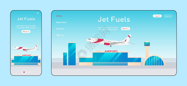 航空公司移动和Pc主页布局机场一网站即飞机加油网页跨平台设计图片