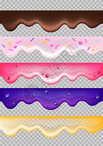 糖甜品美味果酱面包装饰透明背景的焦糖3d孤立物体霜冻糕饼玻璃甜点成分现实的病媒图解图片