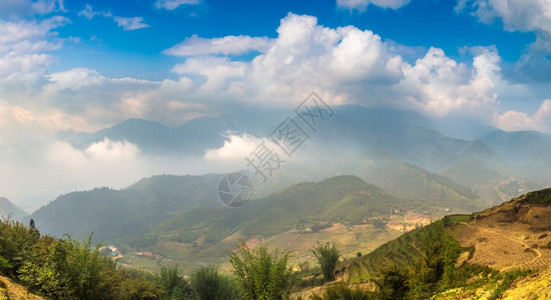 夏季日萨帕拉罗卡伊比特南的梯田图片